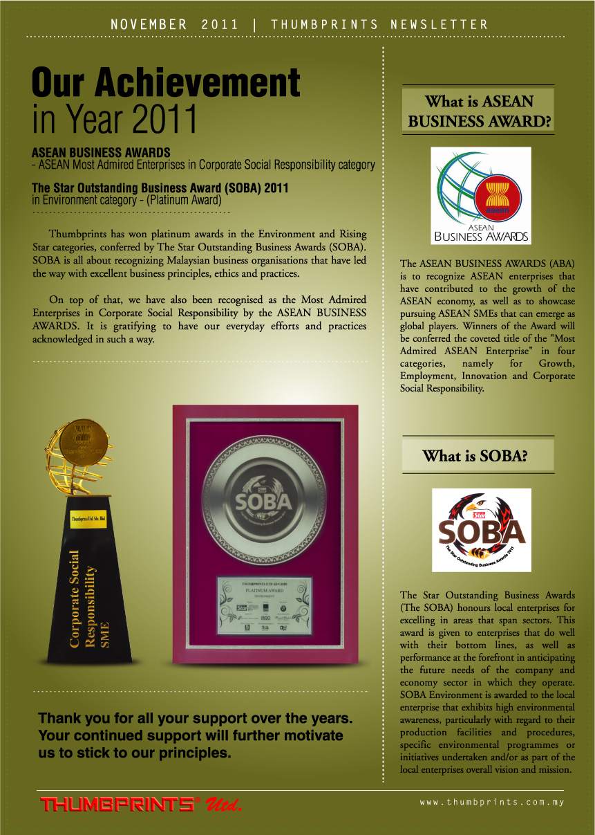 ASEAN Business Awards (ABA)  & The Star Outstanding Business Award (SOBA) 2011
